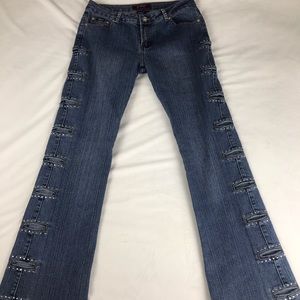 PLATINUM PLUSH Jeans Peek-a-Boo Rhinestone Sides